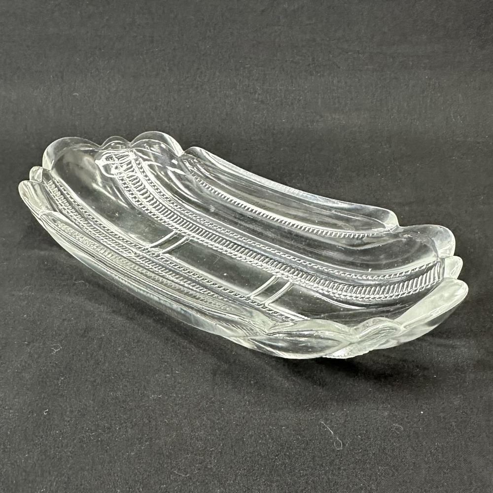 US Glass Company Banana Split/Relish Dish, Paneled Zipper Iowa Pattern, Set of 3 - Picture 3 of 10